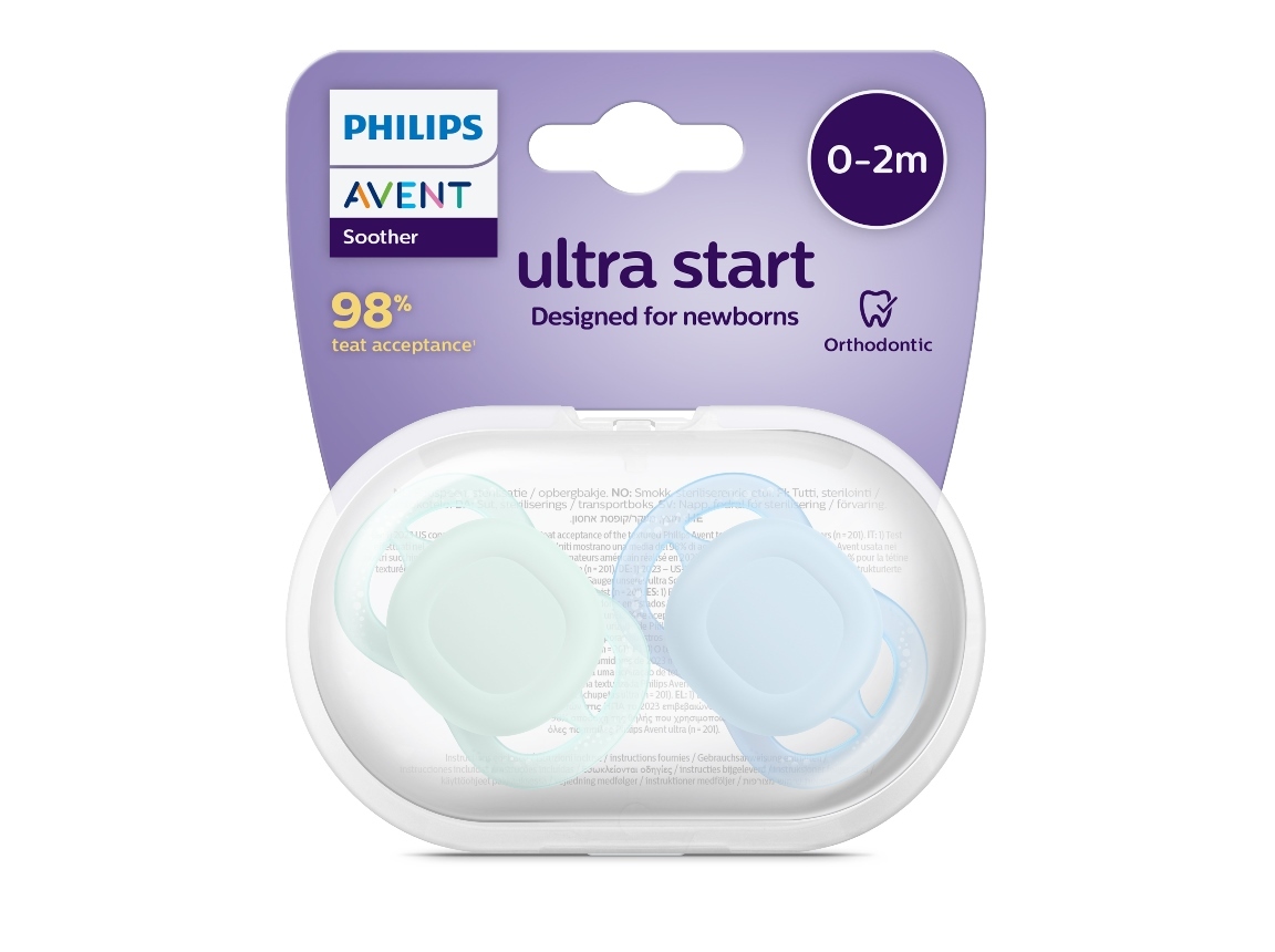 CHUPETA AVENT ULTRA START AZUL/VERD 0-2M 2UN