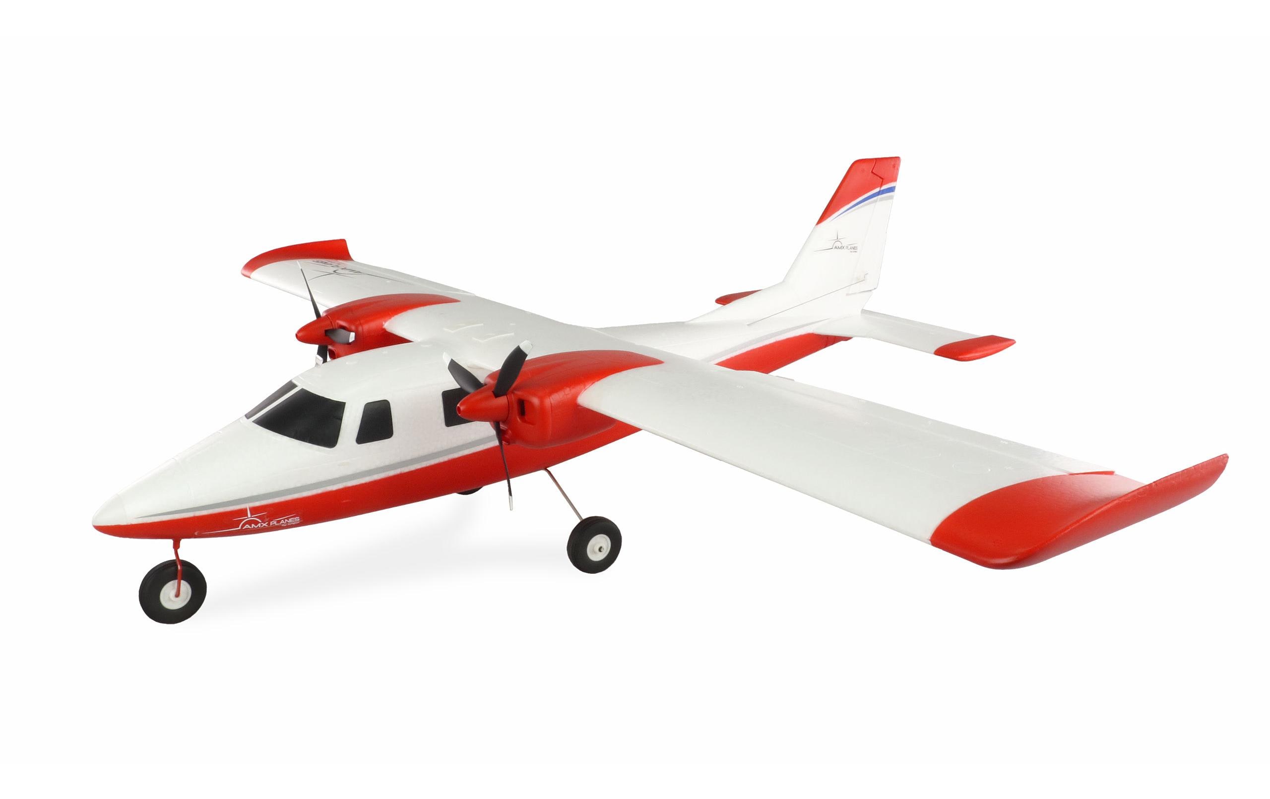 Motorflugzeug P68 Hochdecker 850 mm Rot, PNP<br>Zweimotoriges Trainer-Flugmodell