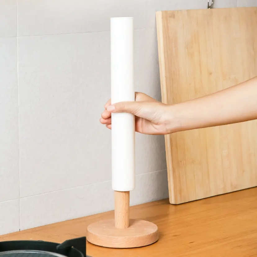 (30cm) Holz Küchenrolle Halterung Haushaltspapier Ständer Toilettenpapier Spender - Braun