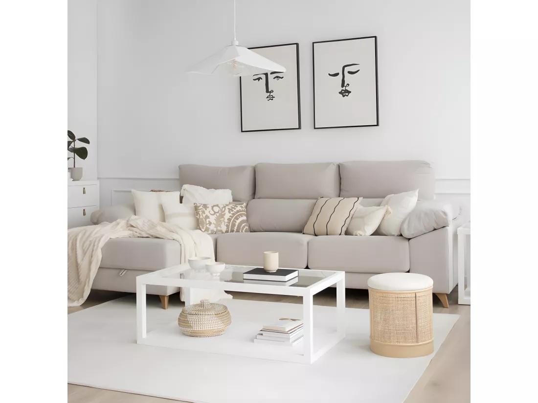 Canapé d'angle textile Beige 295x103