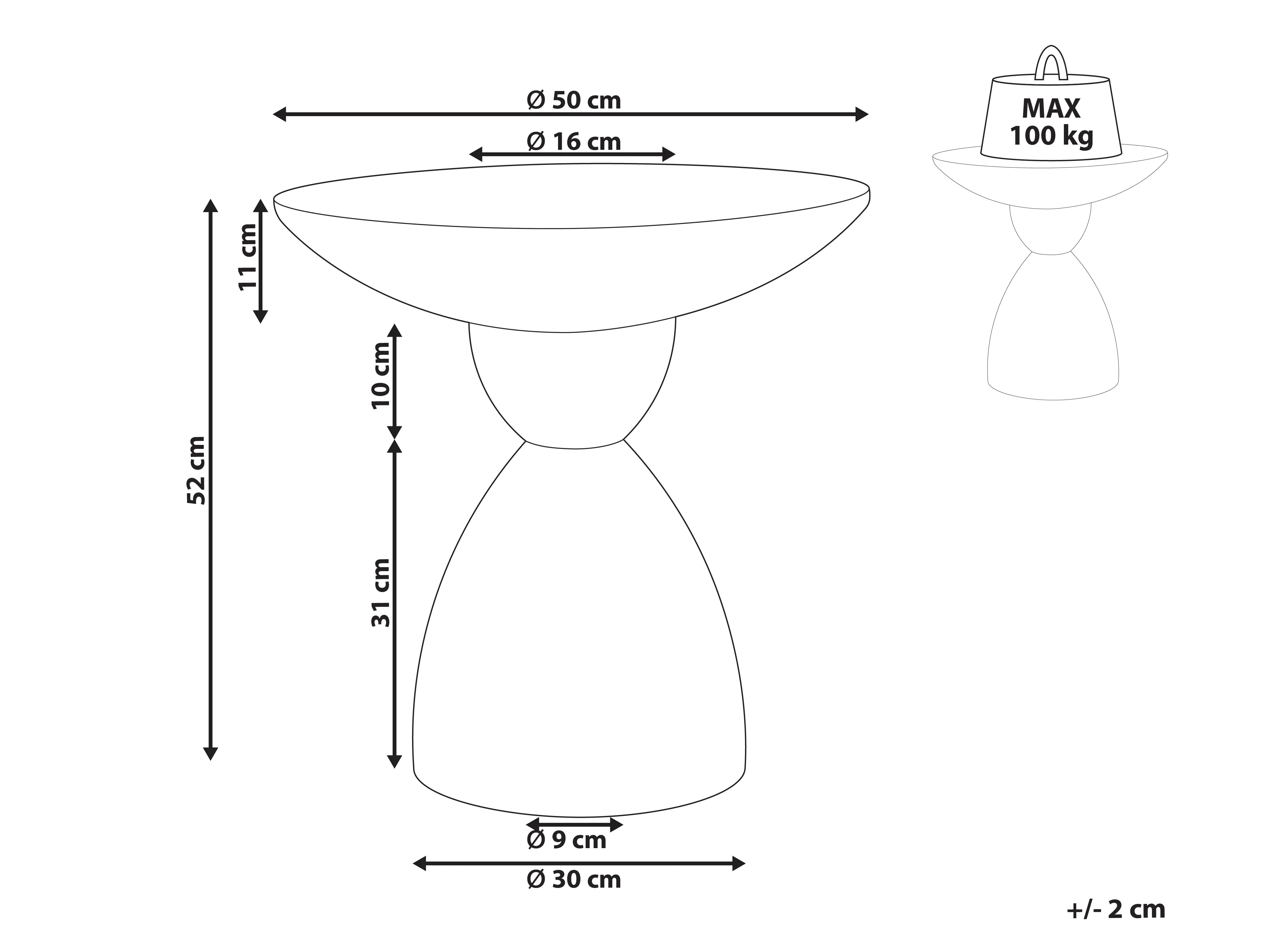 Bijzettafel CAFFI 50 cm 50 cm Wit terrazzo
