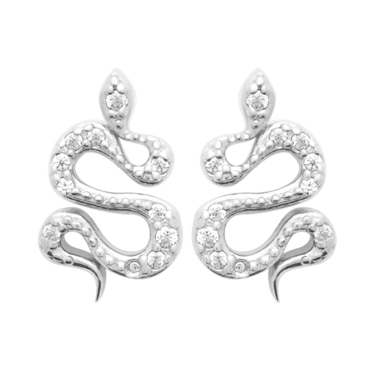 Boucles d'oreilles puces Brillaxis serpent argent