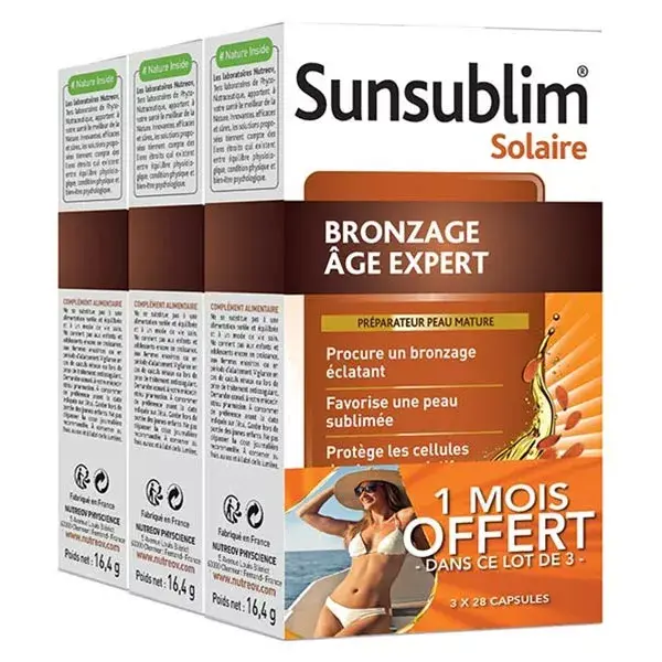 Nutreov Physcience Sunsublim Tanning Age Expert - Pacote com 3 unidades de 28 cápsulas cada