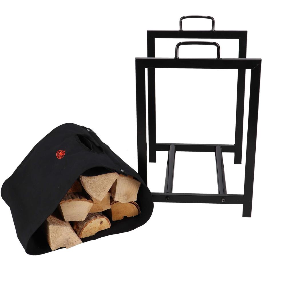 Porte bûches en tissu avec support en métal
