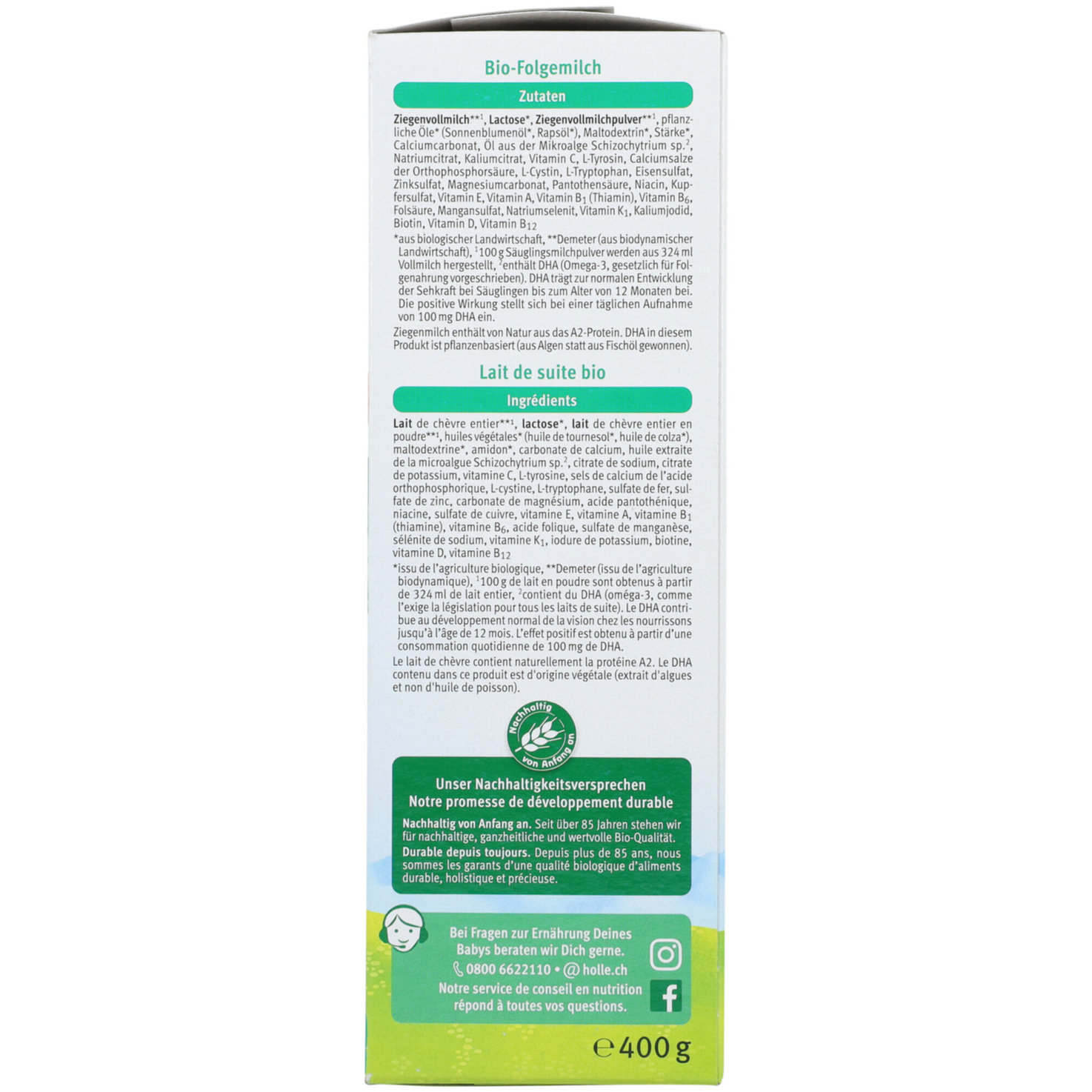 Holle Bio-Folgemilch 2 Ziegenmilch 6+ Monate