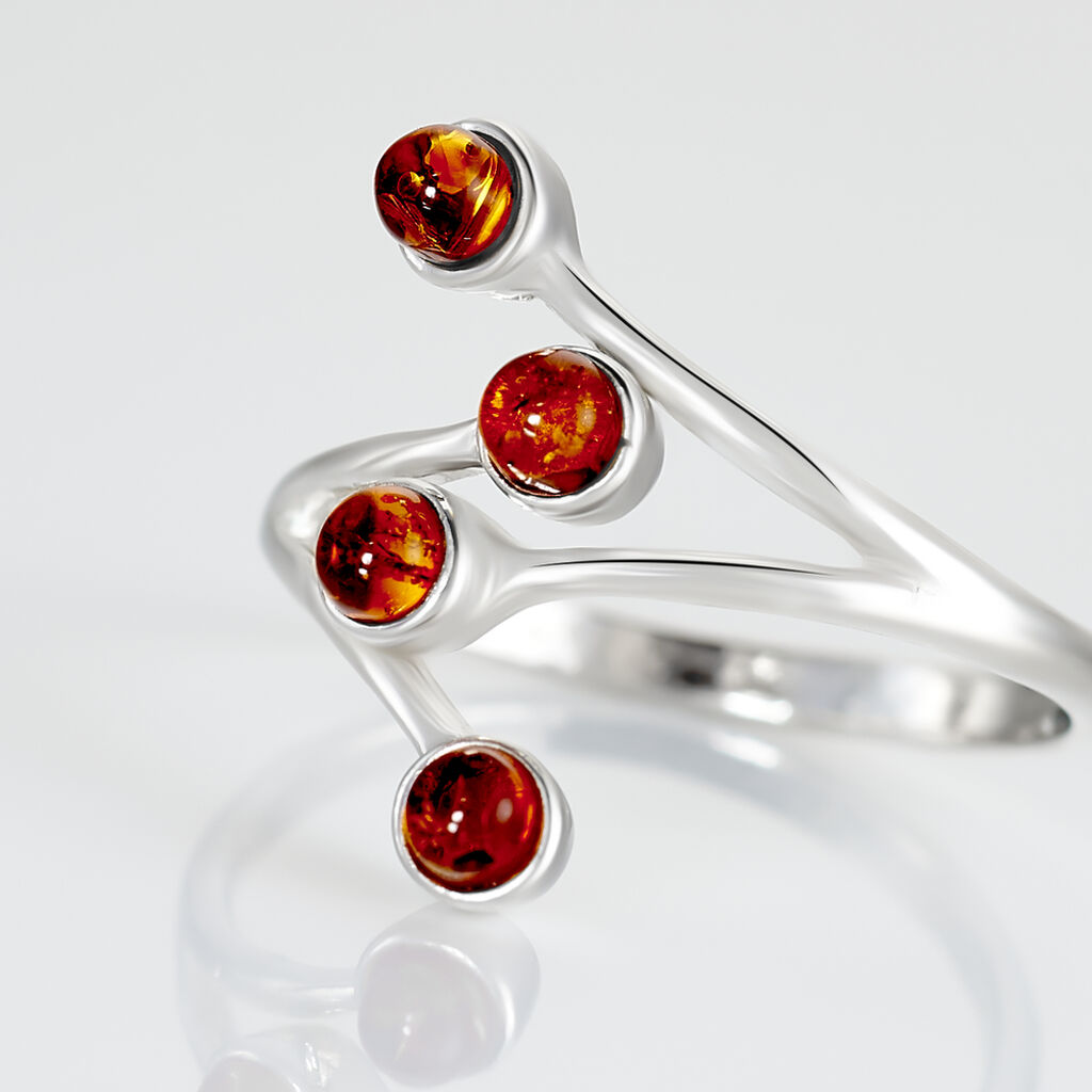 Bague Argent Blanc Accorus Ambre