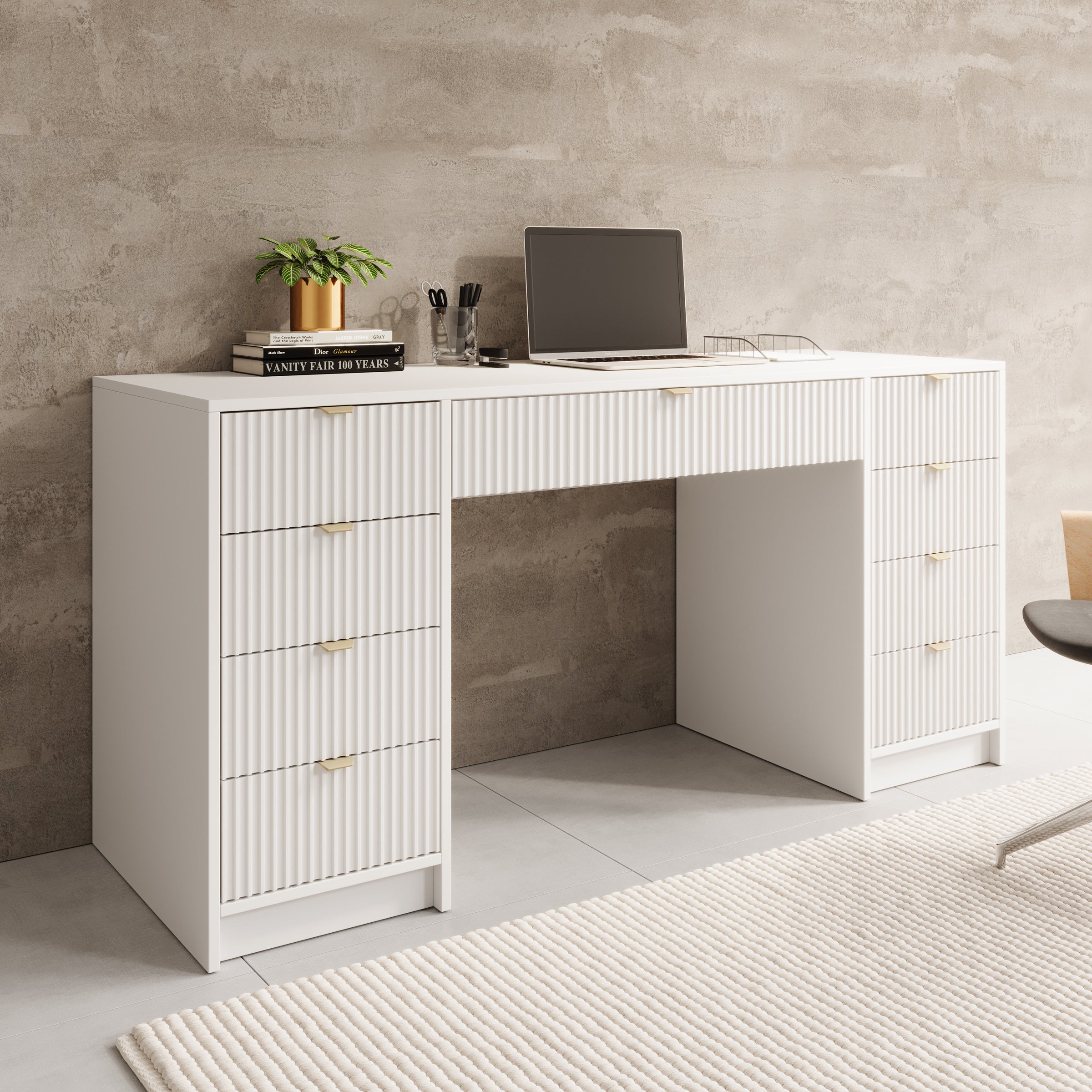 Tavares 2 - Kaptafel - Wit - 154x55x76 cm