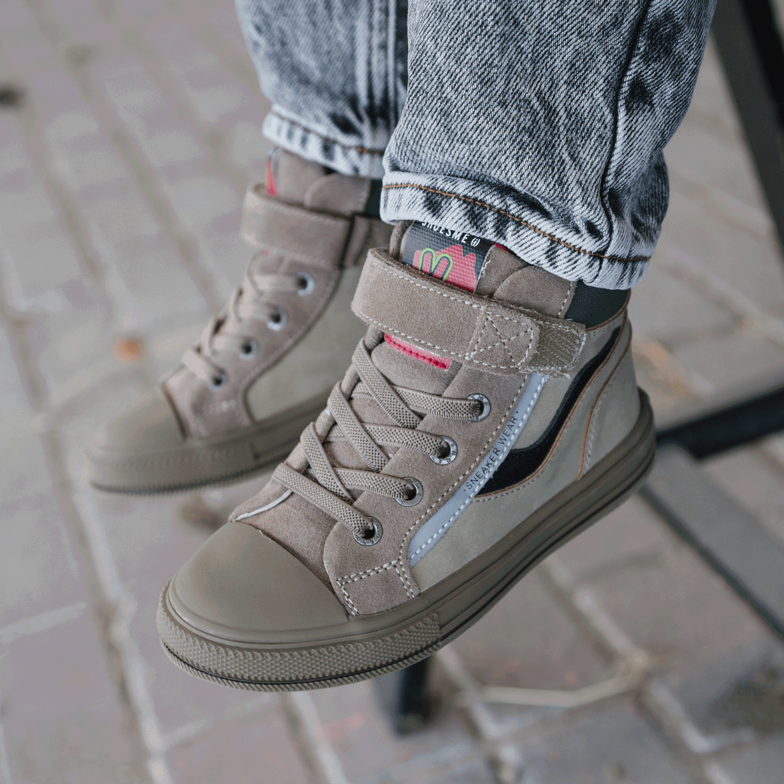 Shoesme taupe hoge sneaker Microfiber nubuck, Suède | Sale