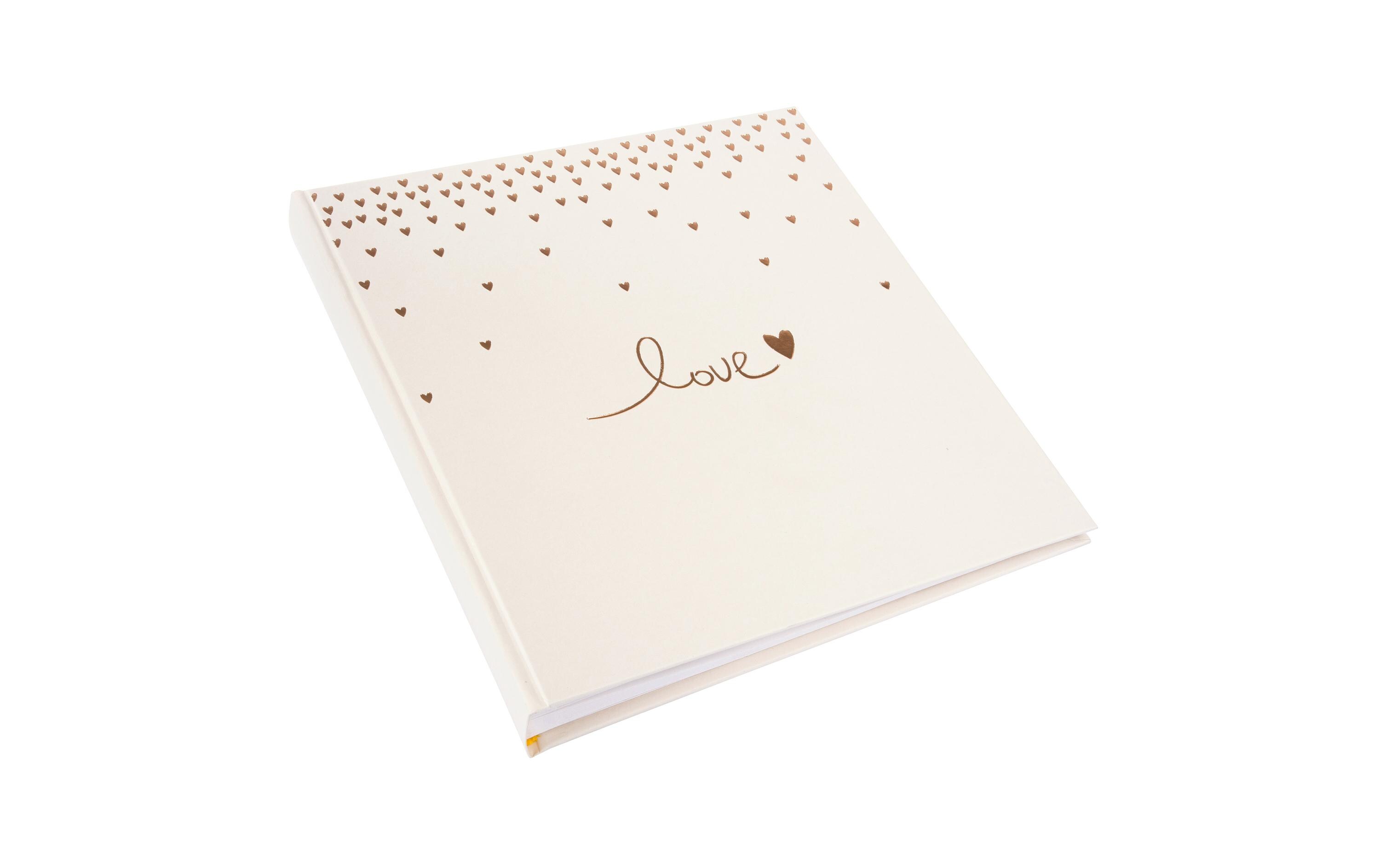 Hochzeitsalbum Raining Hearts BeigeHochzeitsalbum mit Silberprägung