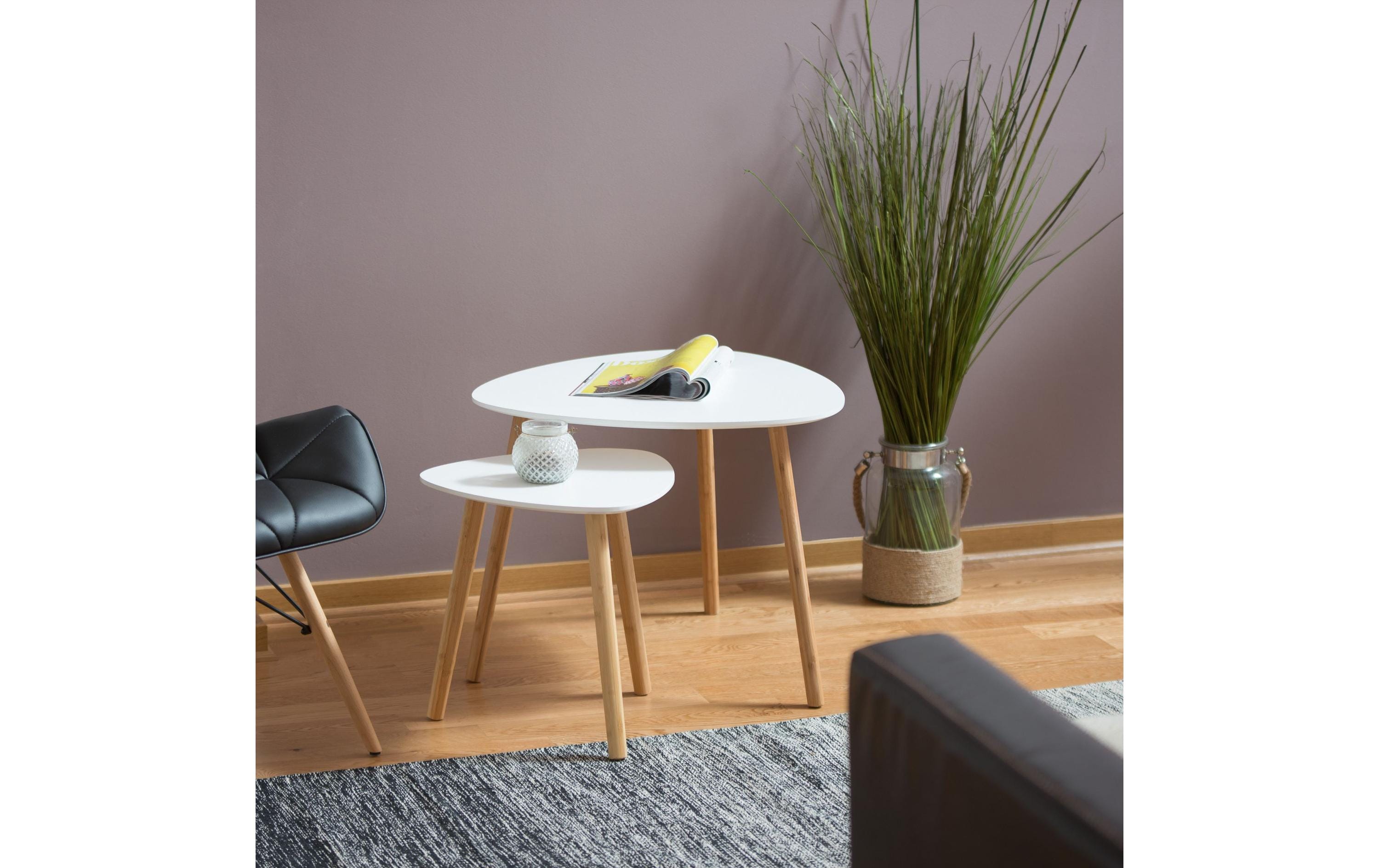 Couchtisch 2er Set 40/60 x 40/48 cm, Nature/WeissSatztische
