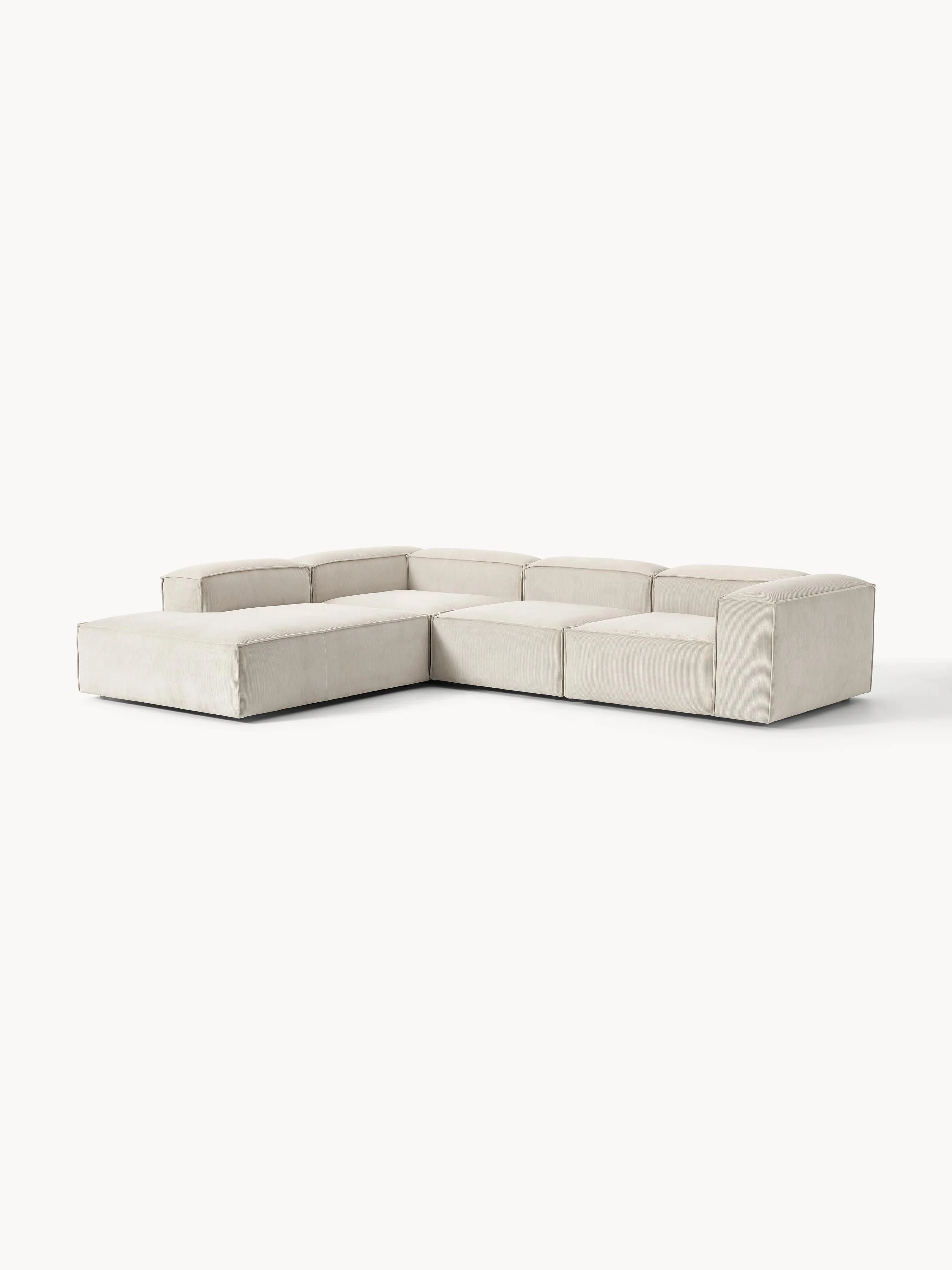 XL modulaire hoekbank van ribfluweel Lennon (4-zits)