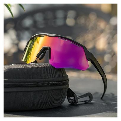 Lunettes de cyclisme anti-vent de protection avec 4 lentilles - noir