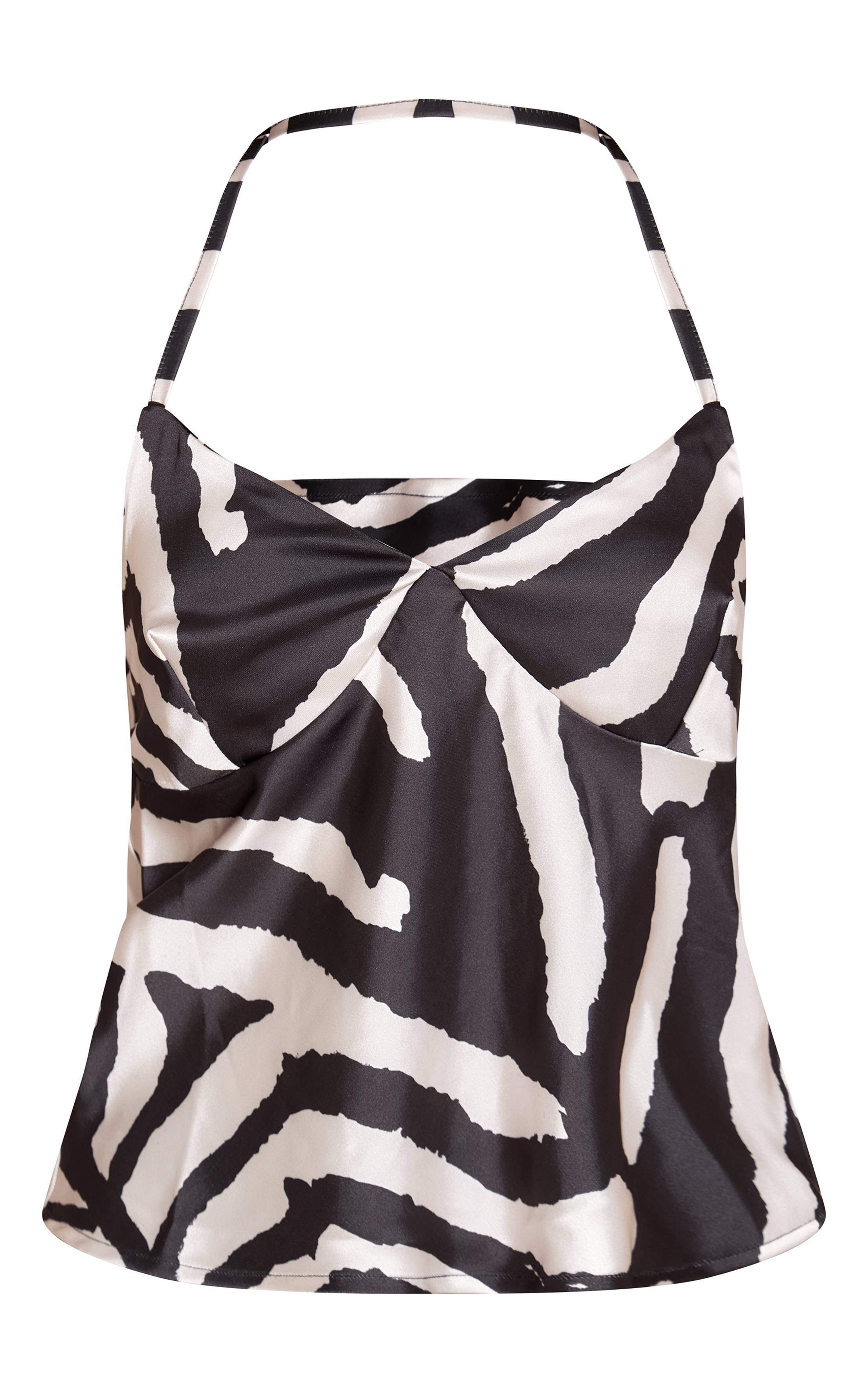 Noir Top Col Licou En Satin