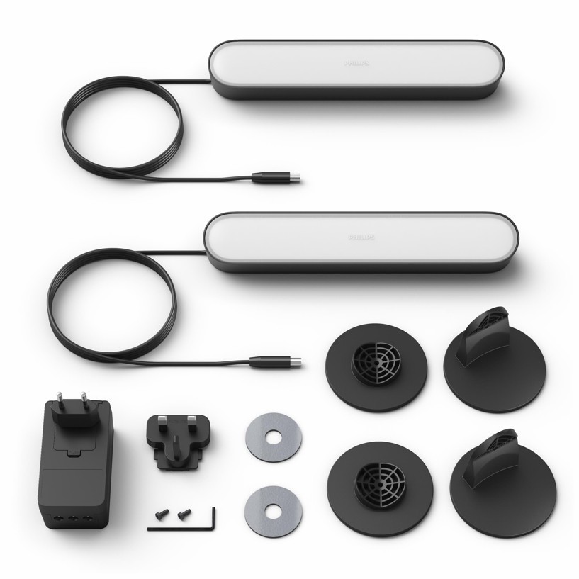Philips Hue - Play Light Bar 2-Pack Black & Lightstrip Plus Starter Pakke - Bundle