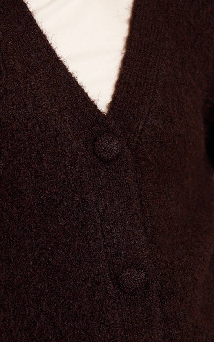 Chocolat Cardigan Long À Boutons En Maille Brossée Effet Ombré