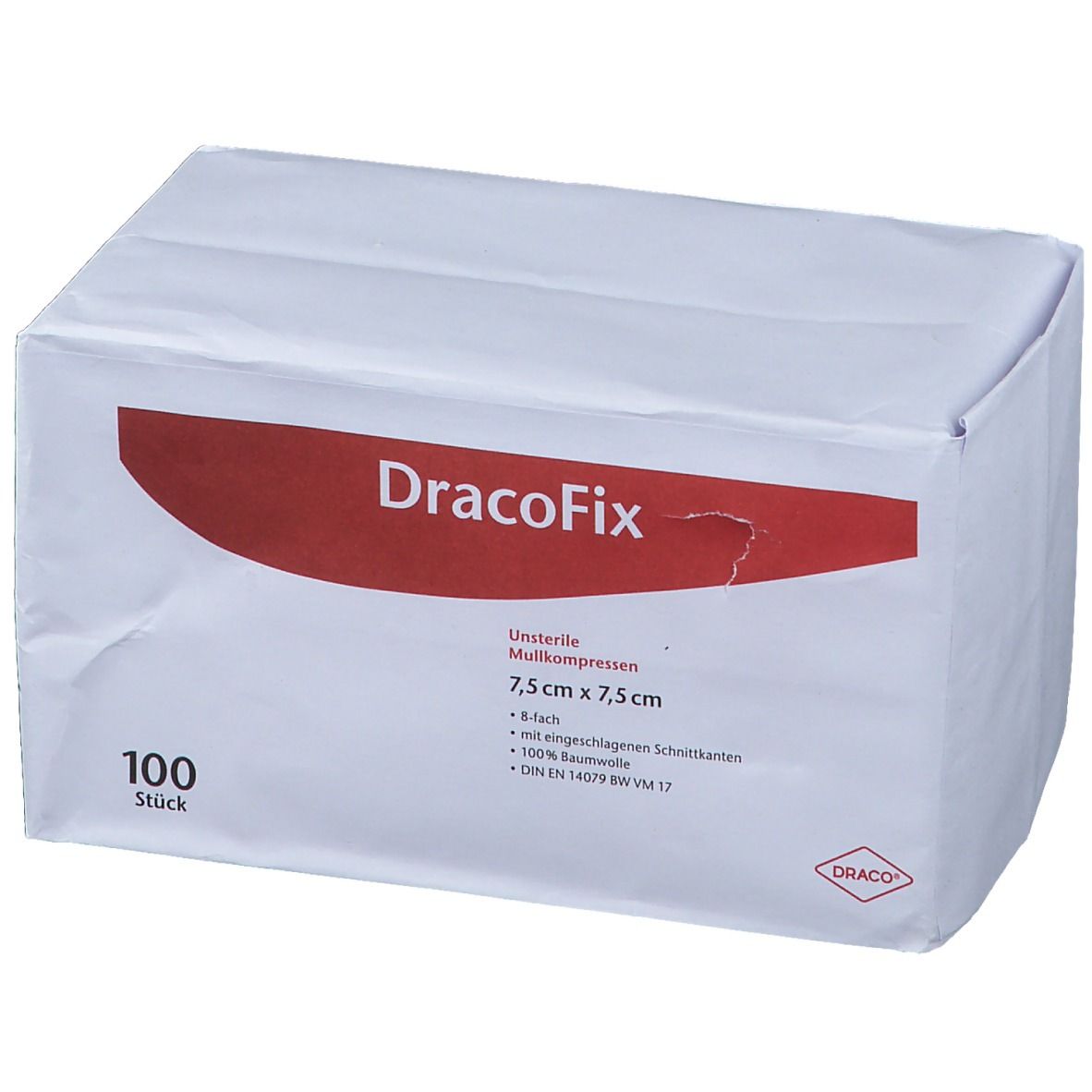 DracoFix Mullkompressen unsteril 8fach 7,5x7,5cm