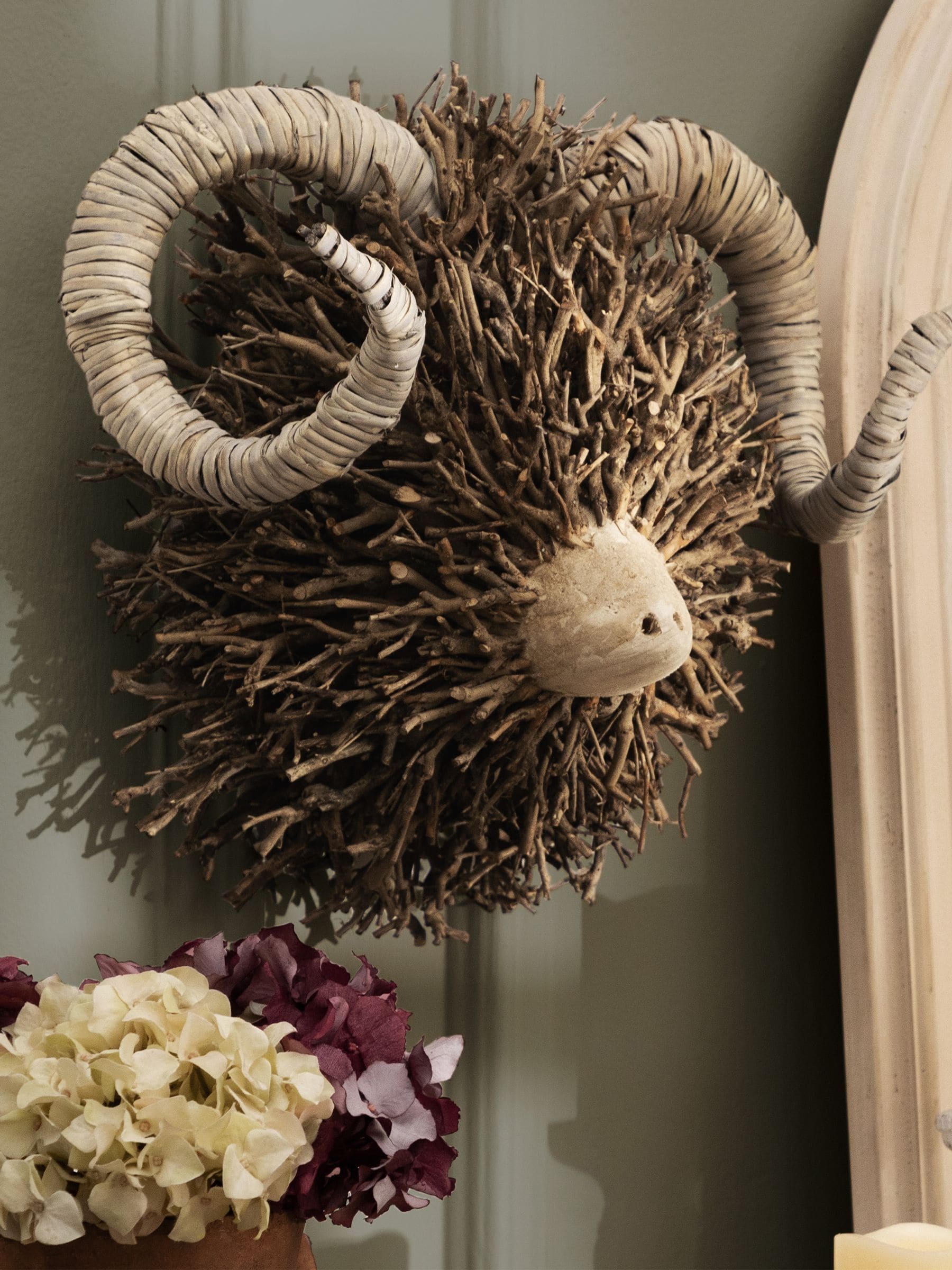 Voyage Maison Beau Ram Head Wall Mounted Wooden Sculpture