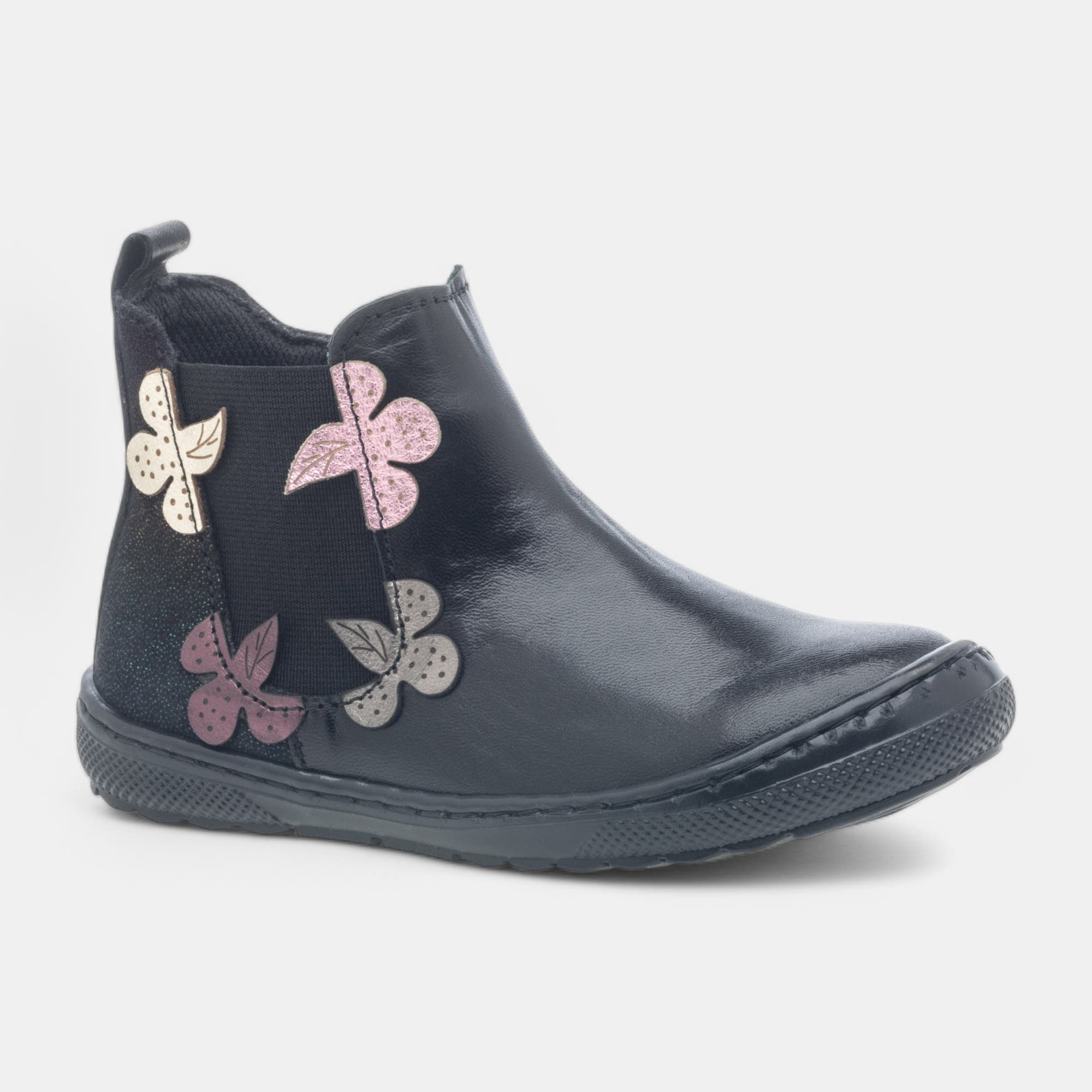 Bottines Fille en cuir noir