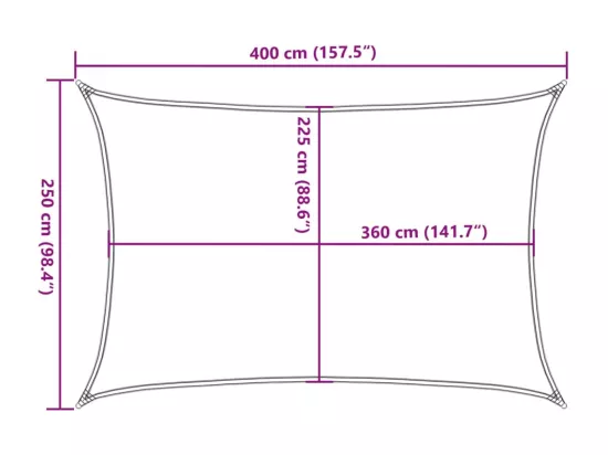 Voile d'ombrage 160 g/m² rectangulaire sable 2,5x4 m PEHD