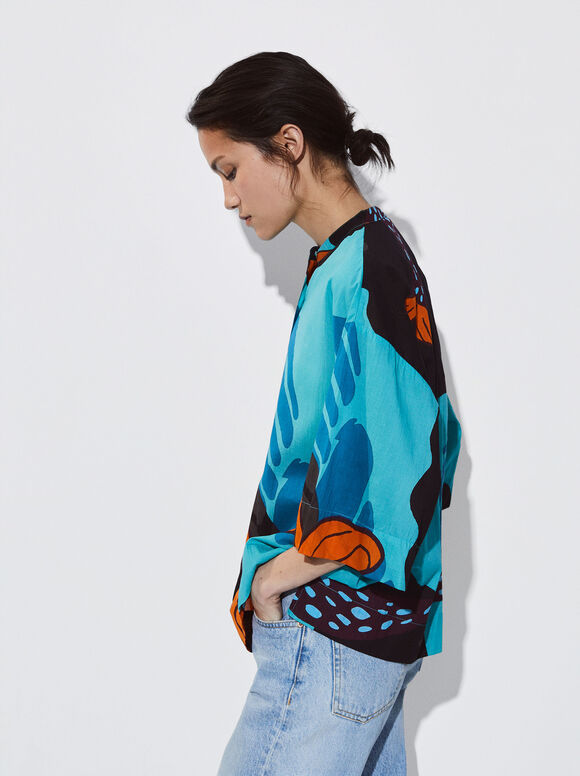 Camisa de algodão estampada - Multicor