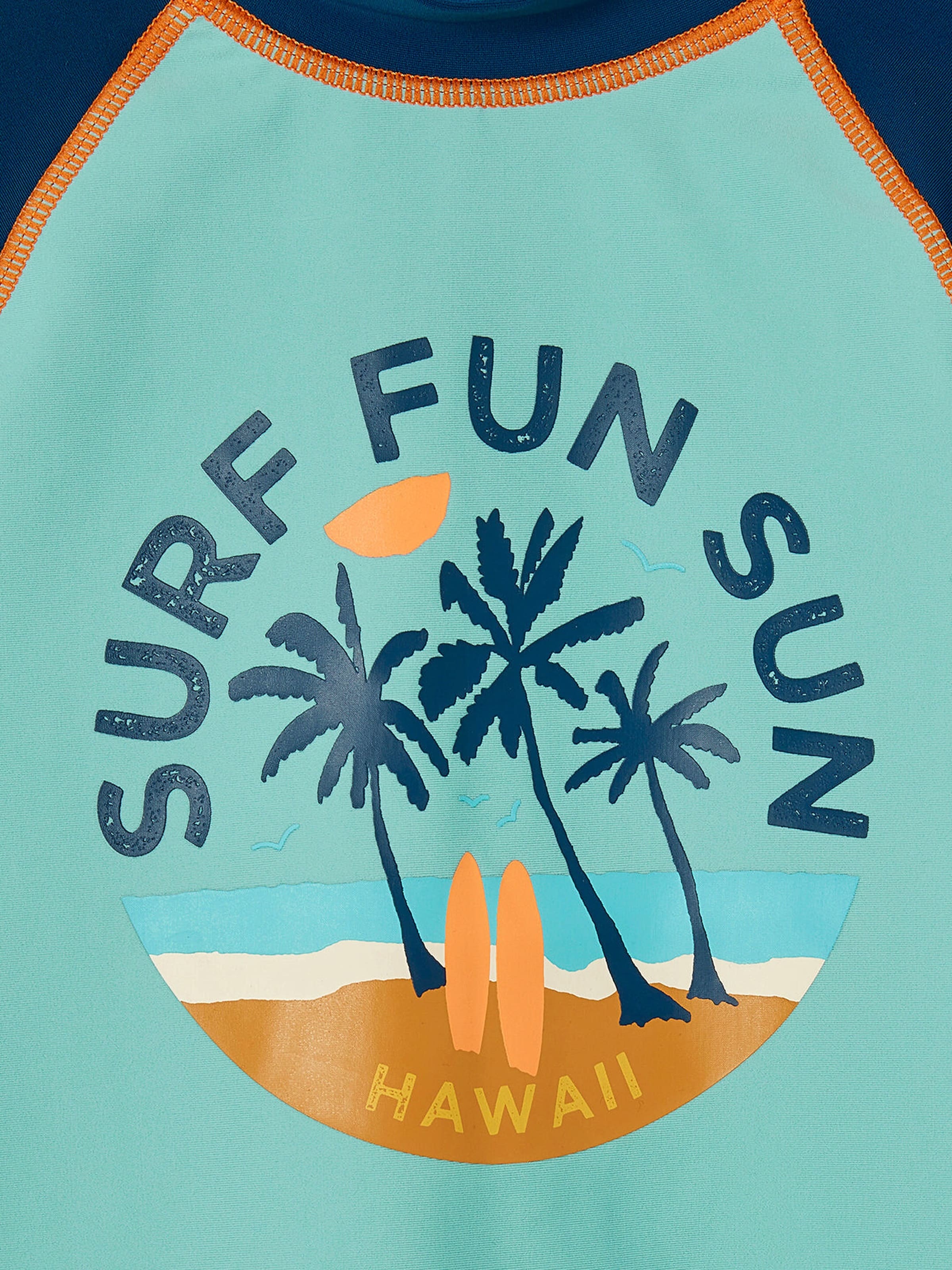 Vertbaudet Jungen Strand-Set mit UV-Schutz: T-Shirt & Shorts petrol