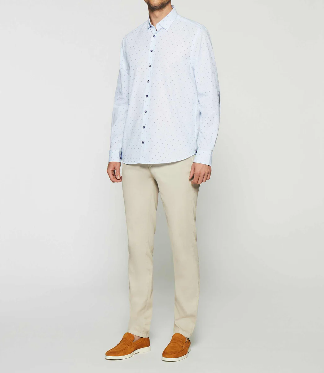 Chemise à imprimé blanche et marine KELLY