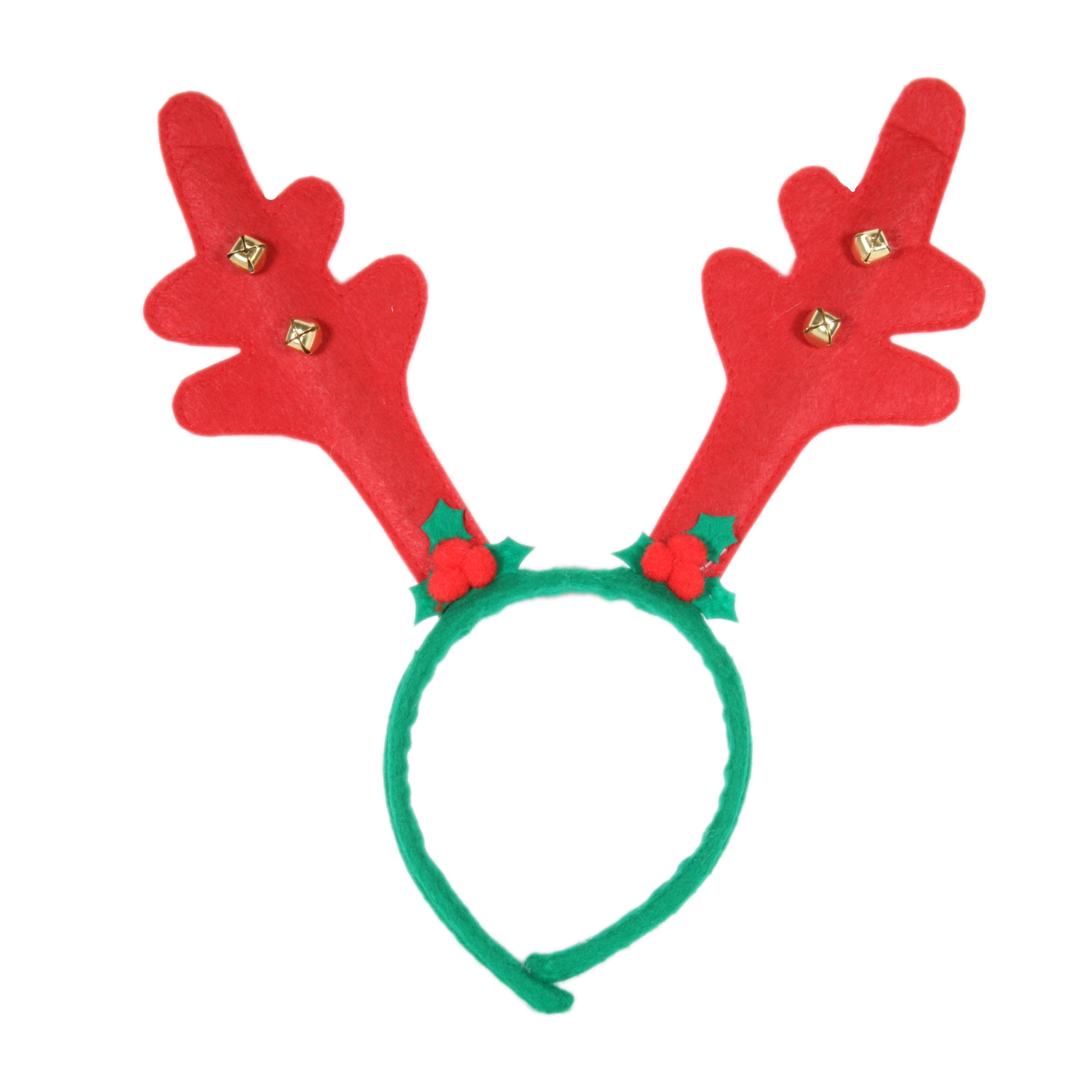 SERRE TETE NOEL CERF VERT ET ROUGE 26X30CM