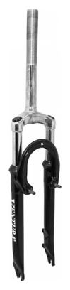 FOURCHE VTT 26   M-W A SUSPENSION ACIER RESSORT-ELASTOMERE POUR V-BRAKE ET DISC NOIR DEB. 50mm PIVOT (240-130mm) FILETE 1 1-8-25 4 INTERIEUR