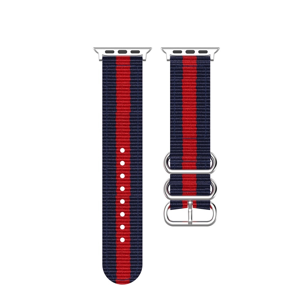 Apple Watch (49/46/45/44 mm) Canvas Stoff Armband mit Dornschliesse (Gelenkumfang 170-220mm) - Blau / Rot
