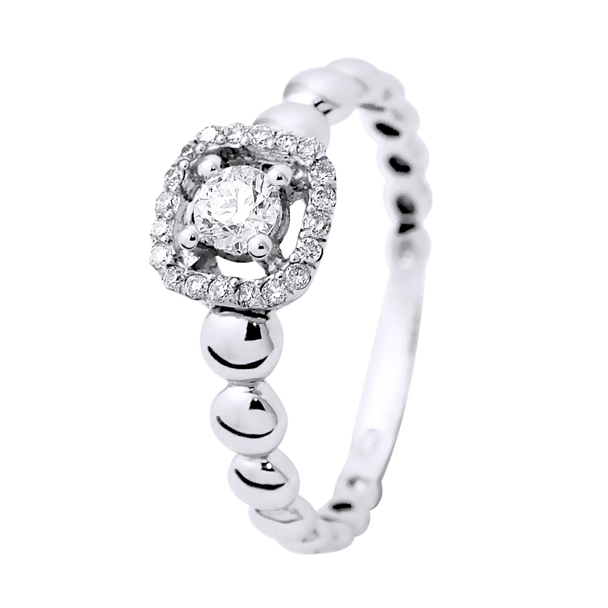 Solitaire Diamants 0,33 Cts Joaillerie Prestige Or Blanc