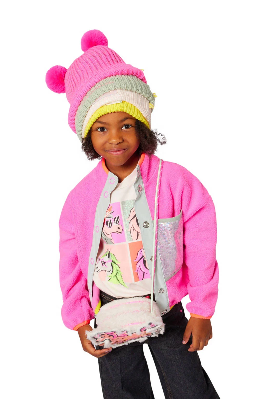 Billieblush teddy jas herfst met pailletten roze