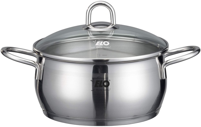 Elo Topf-Set »Platin« Set, 1 Bratentopf 20 cm, je 1 Fleischtopf 16/20/24 cm, 1 Kasserolle 16 cm, 9 Stk. tlg. Edelstahl 18/10