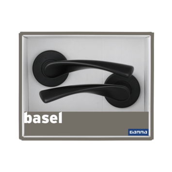 Gamma deurkruk set Basel rond rozet zwart aluminium
