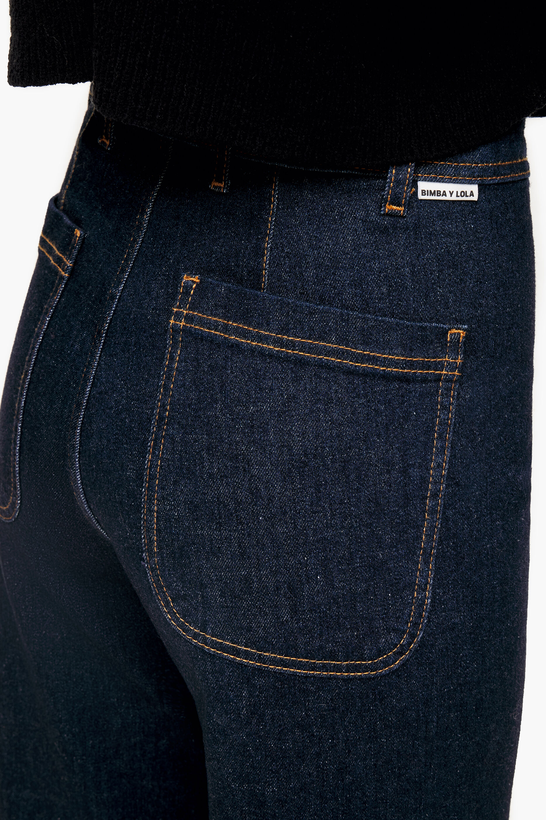 CULOTTE - Calça jeans azul escura de cintura alta