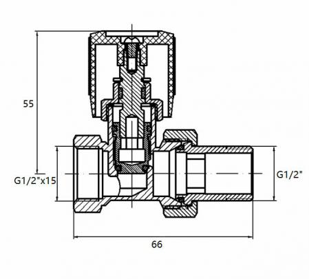 Mueller thermostatisch radiatorventiel recht adaptor mat zwart