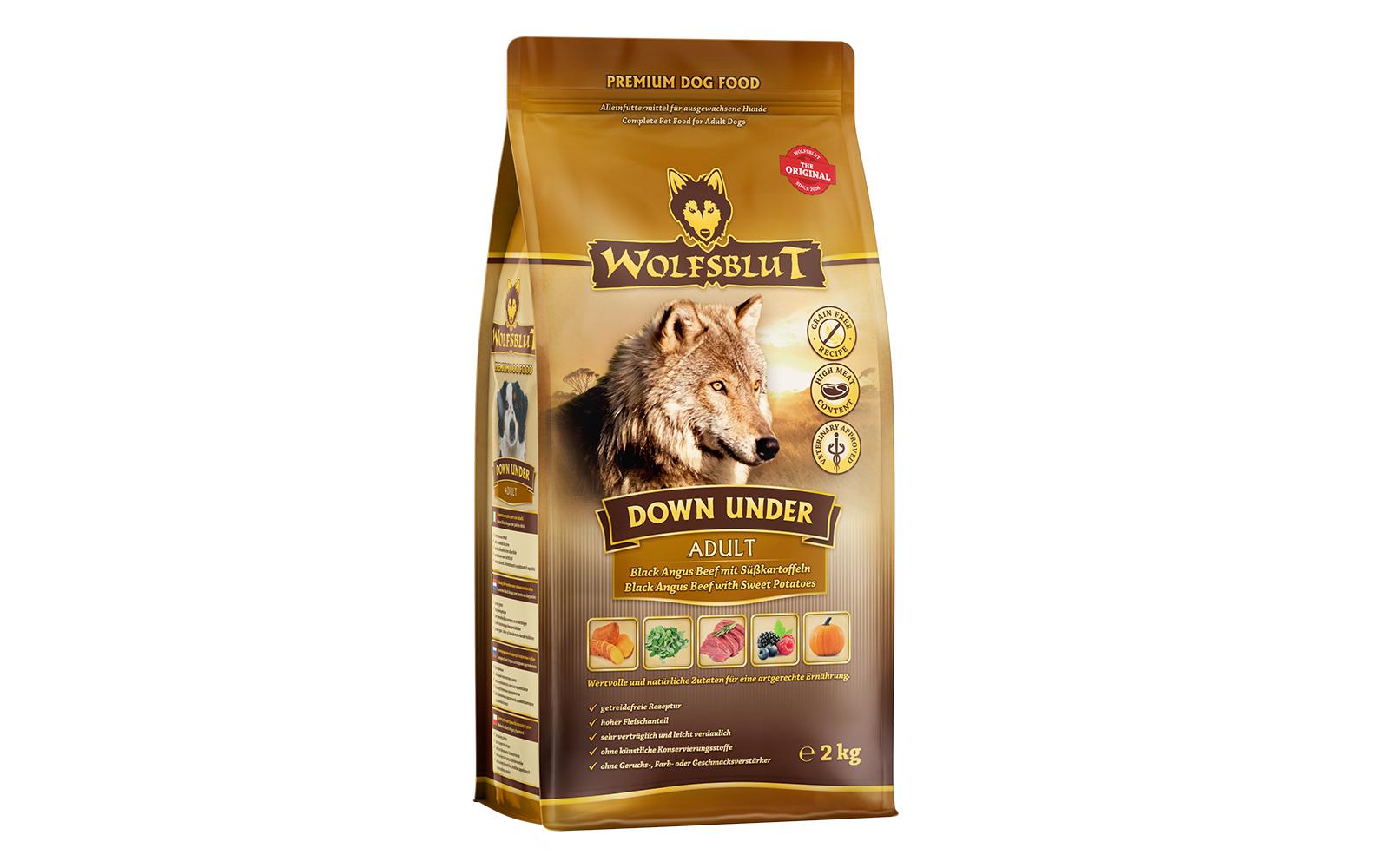 Trockenfutter Canine Adult Down Under Black Angus, 2 kgAlleinfuttermittel für Hunde mit Süsskartoffeln