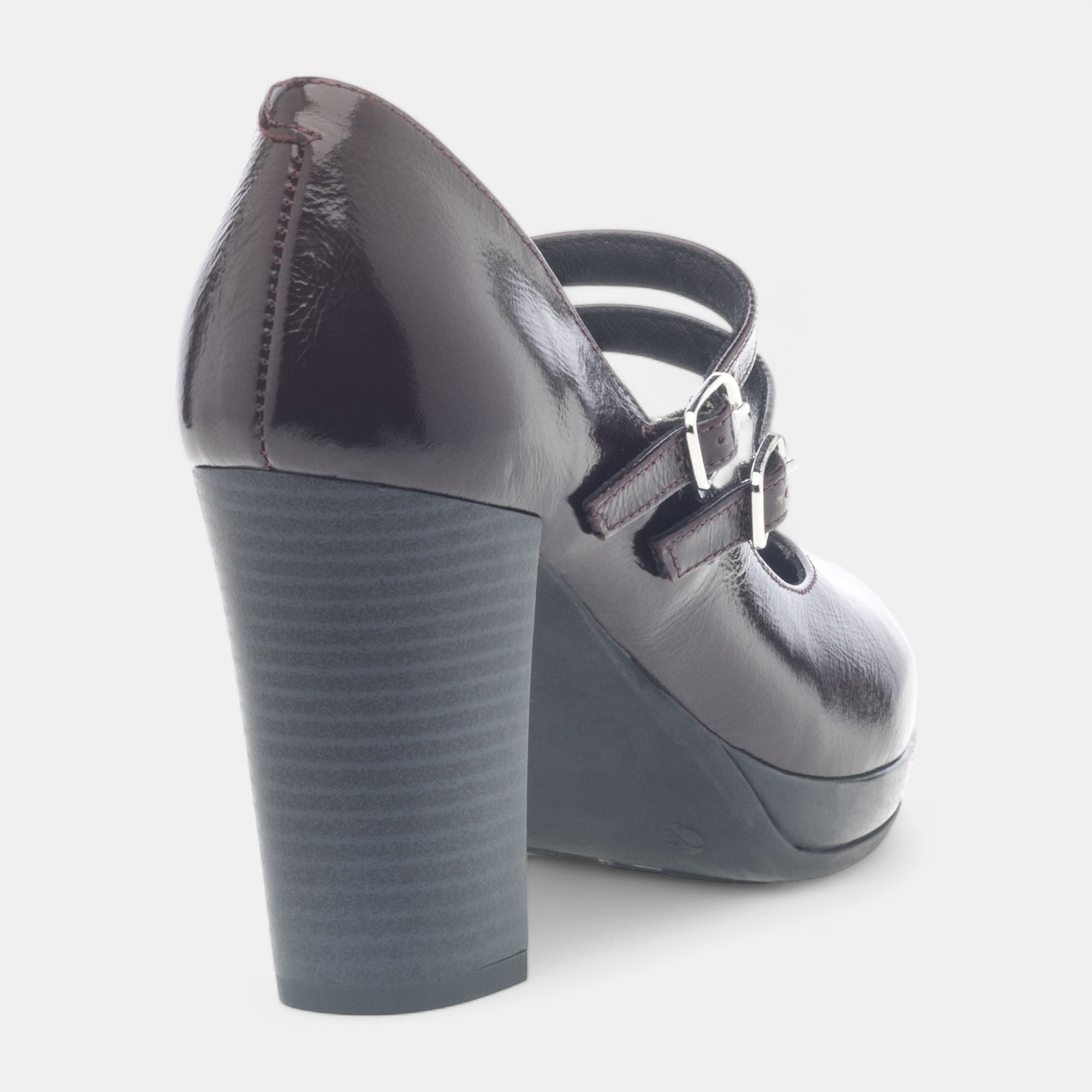 Babies à talon Femme en cuir bordeaux