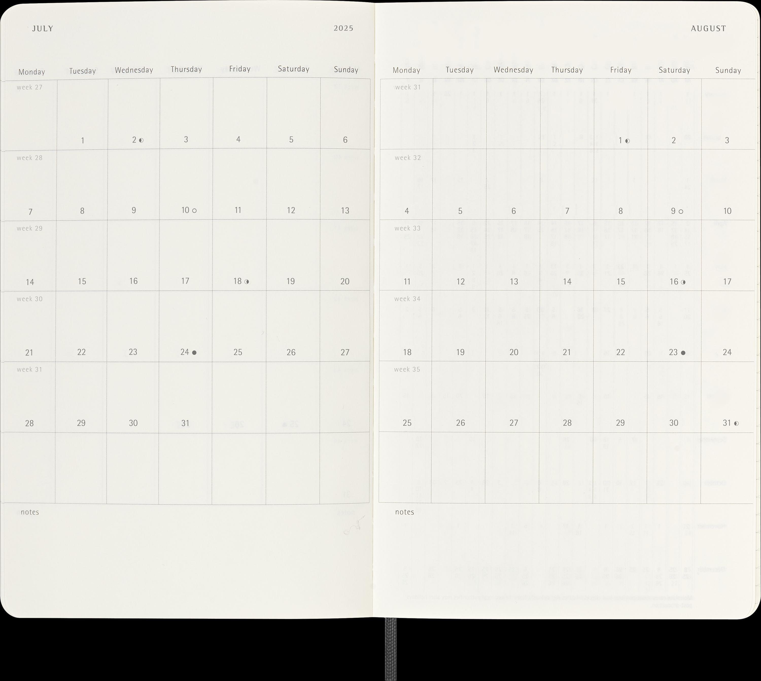 Moleskine 12 Monate Monats Notizkalender 2025, Large/A5