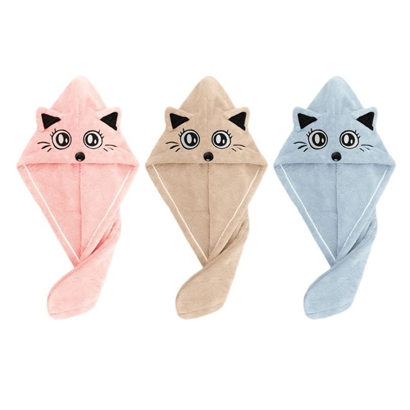 Choyu - Kattenkoraal fleece haarhanddoek / set