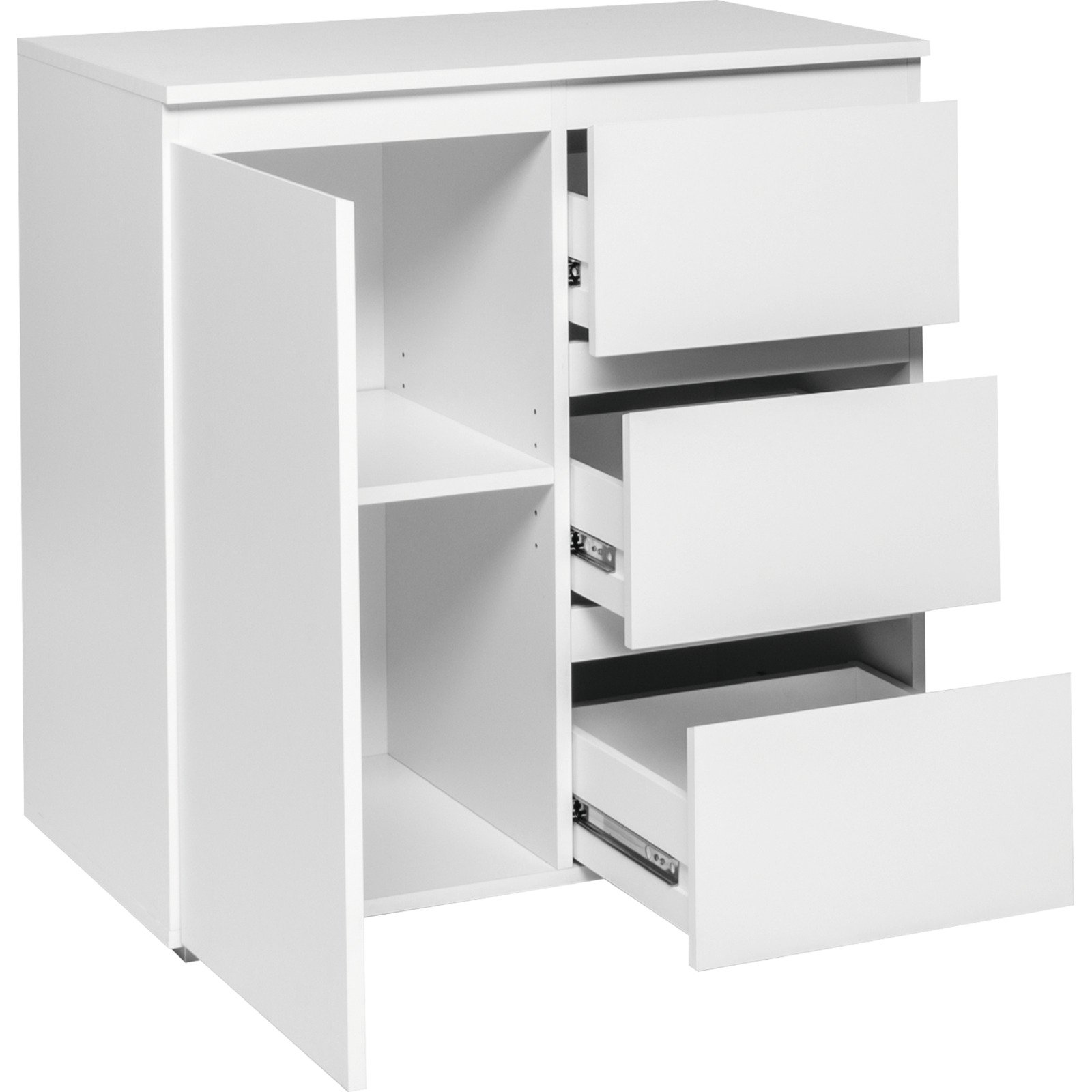 Kommode Shark Dekor weiss matt 80 x 80 x 40 cm