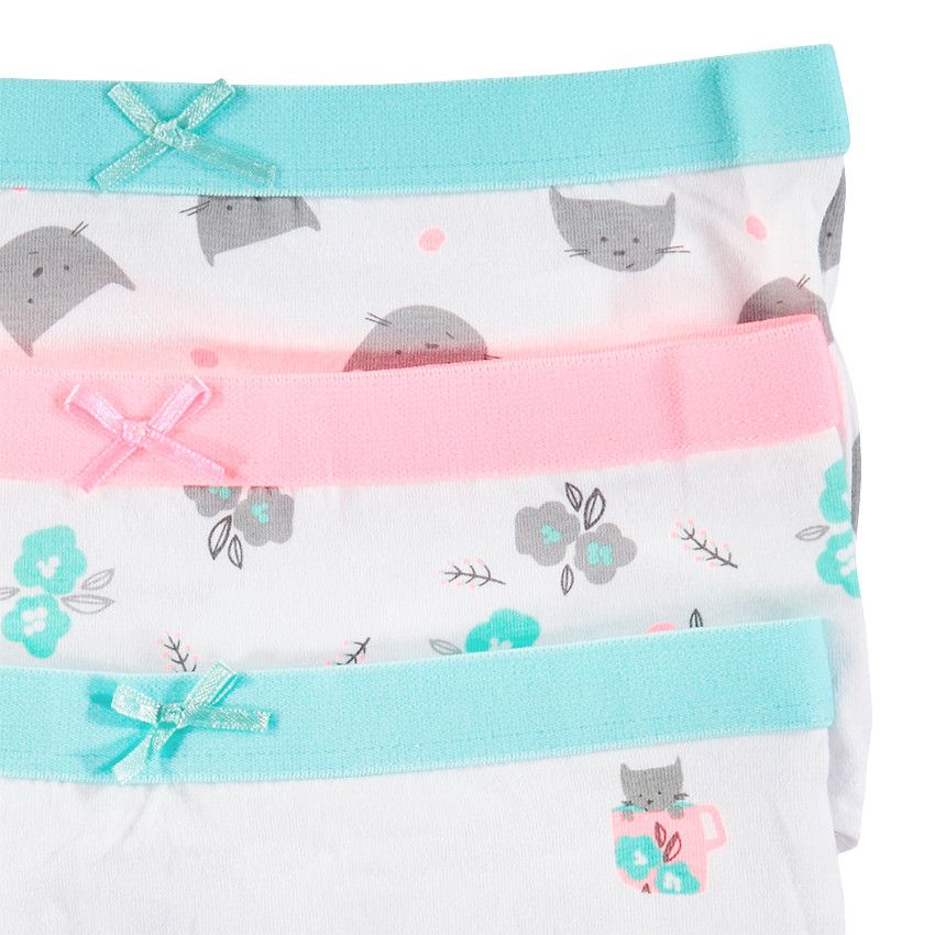 Lot de 3 shorties en coton avec motifs fantaisie printés - Ecru