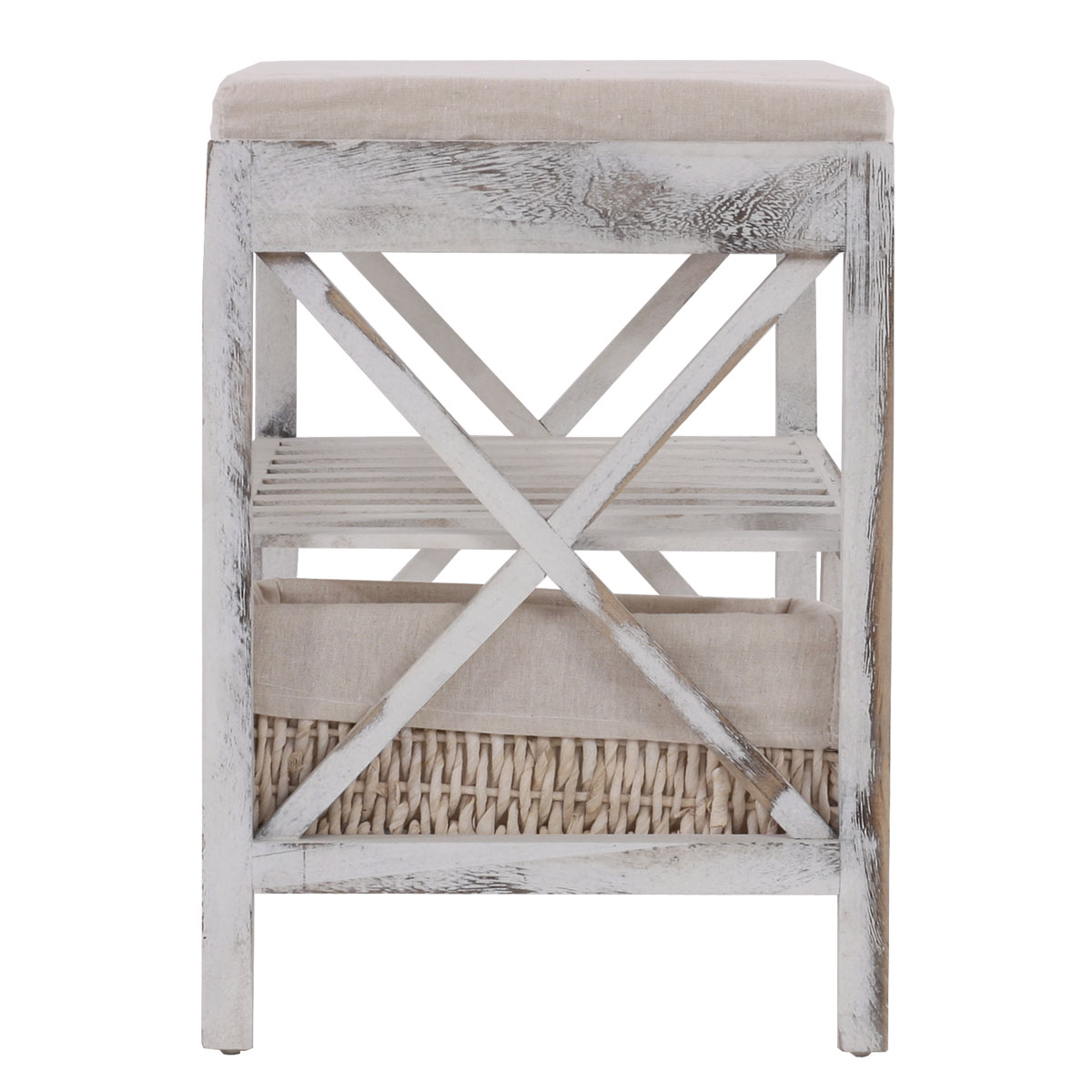 Schuhregal MCW-C48, Sitzbank Schuhablage, Shabby-Look Vintage 45x65x34cm ~ weiß
