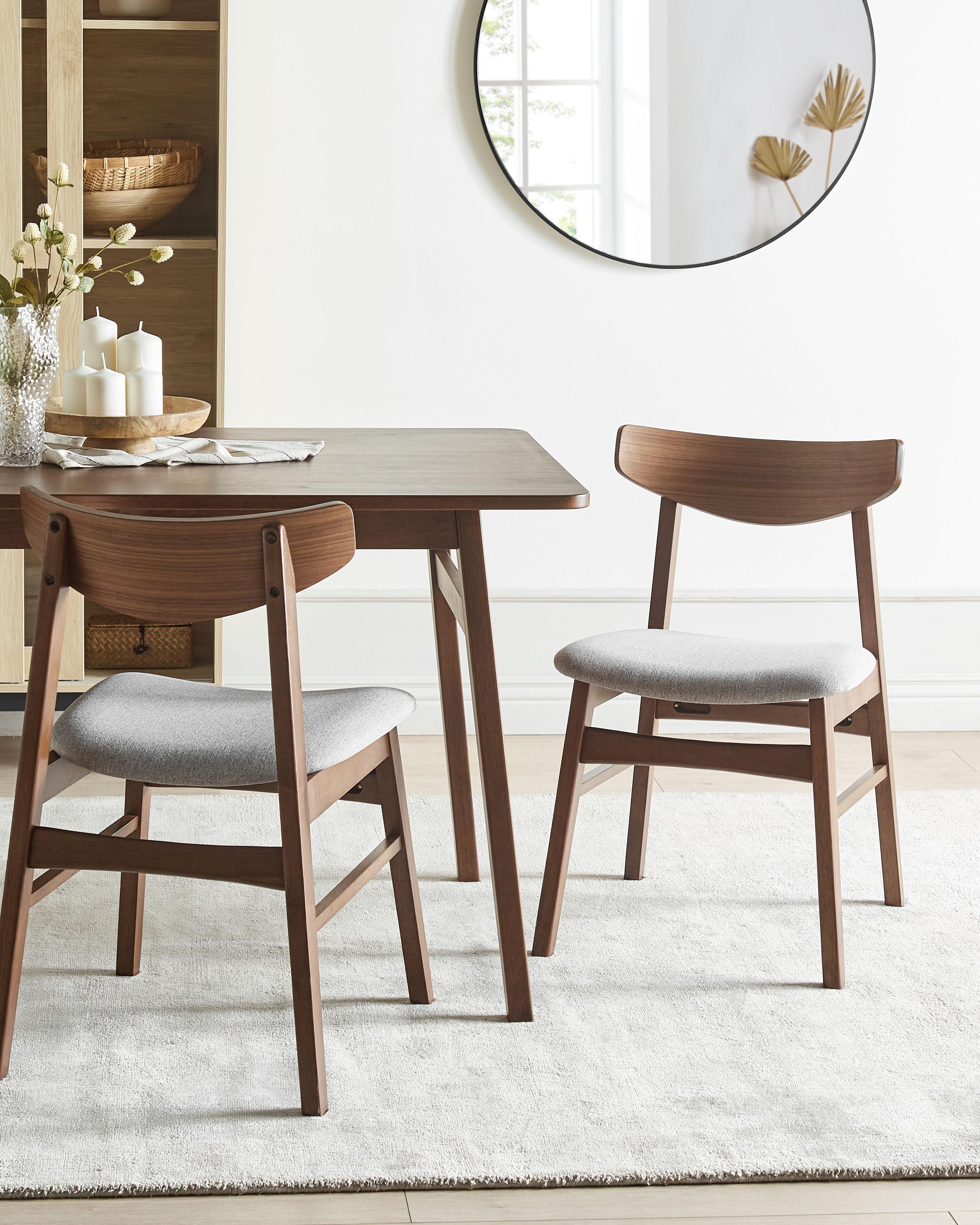 Set van 2 eetkamerstoelen SMILEY Hout Lichtgrijs