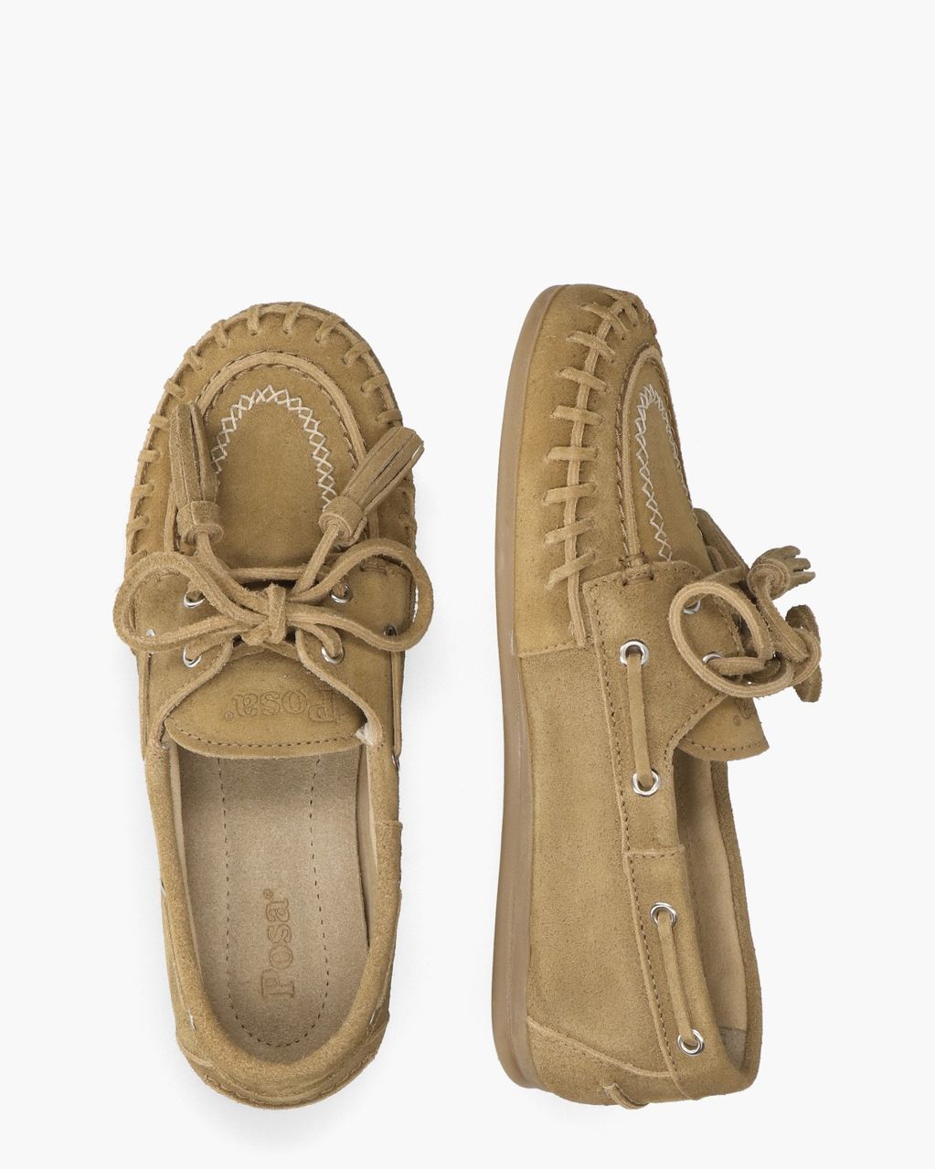 Posa Boat Loafer Fringe Brushed Lichtbruin Dames Veterschoenen