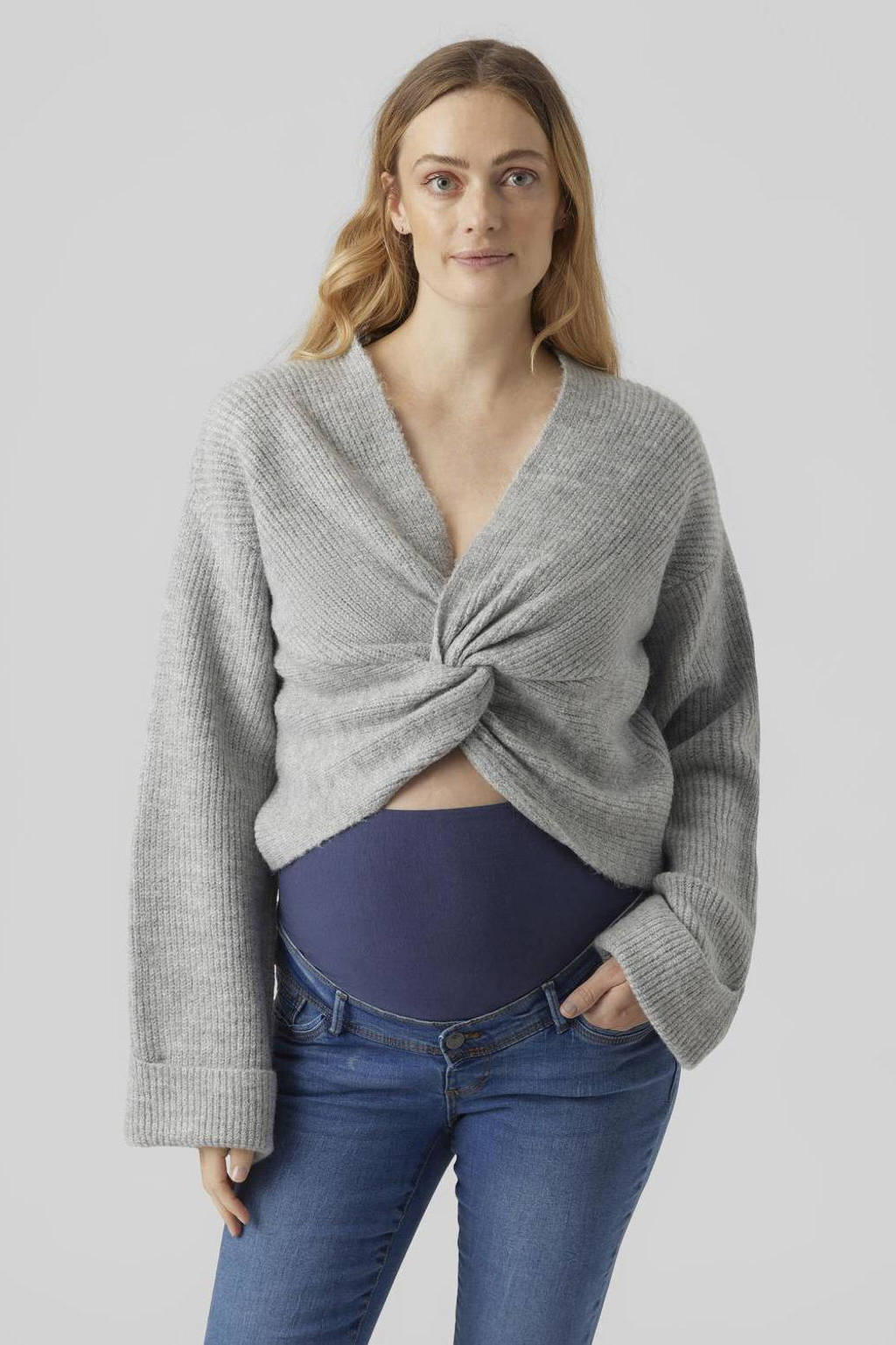 MAMALICIOUS cropped zwangerschapstrui MLSVALA grijs