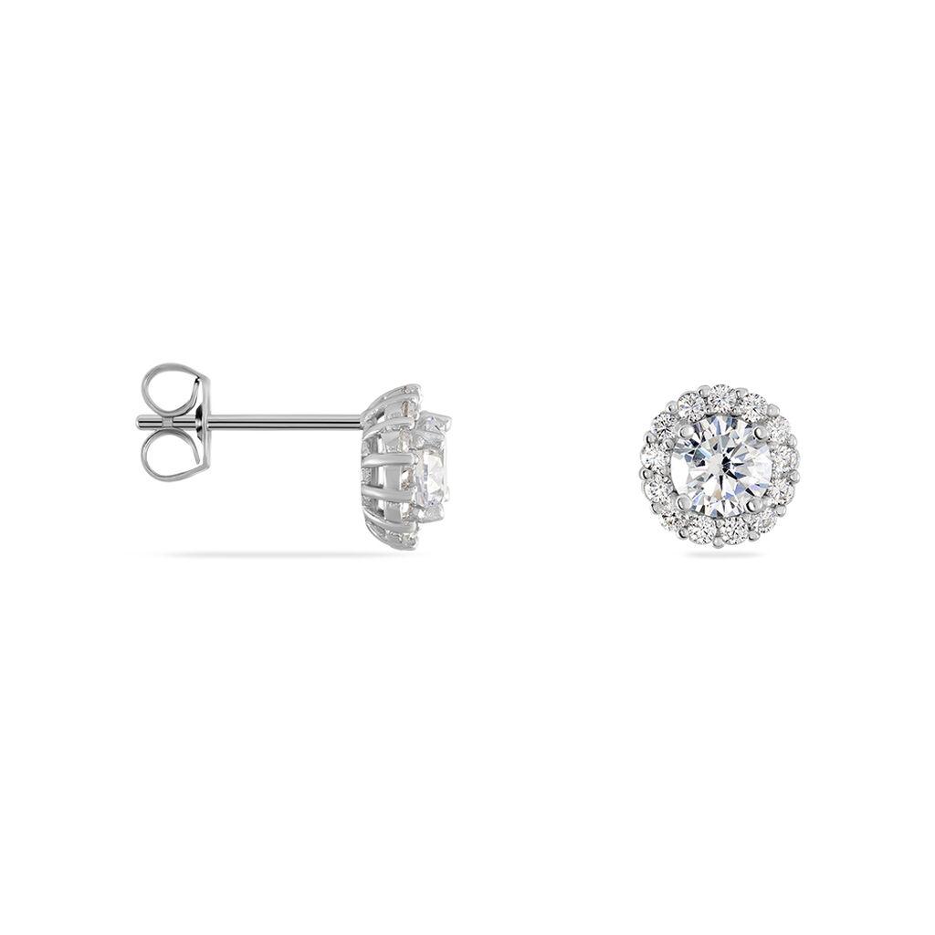 Boucles D'oreilles Puces Eternite Argent Blanc Oxyde De Zirconium