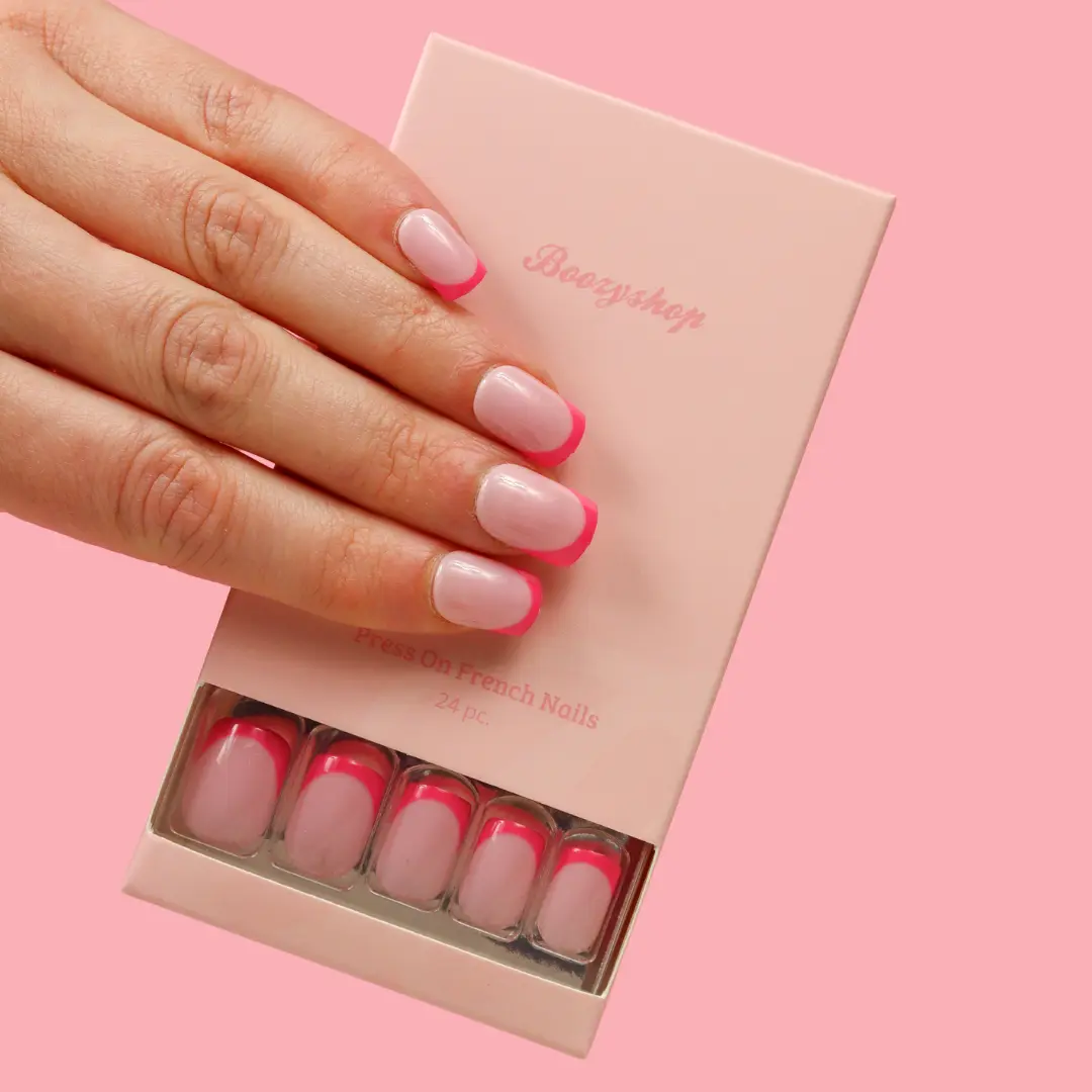 Press On French Nails Hot Pink / Pink