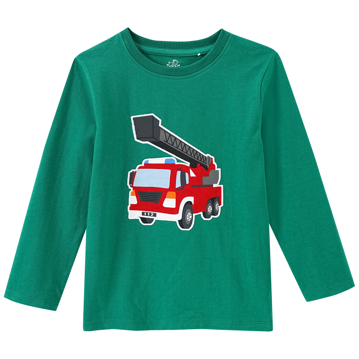 Topolino Jungen Langarmshirt mit Feuerwehr-Applikation grün
