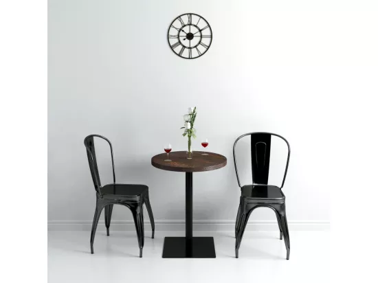 Table de bistro MDF et acier Rond 60 x 75 cm Frêne foncé