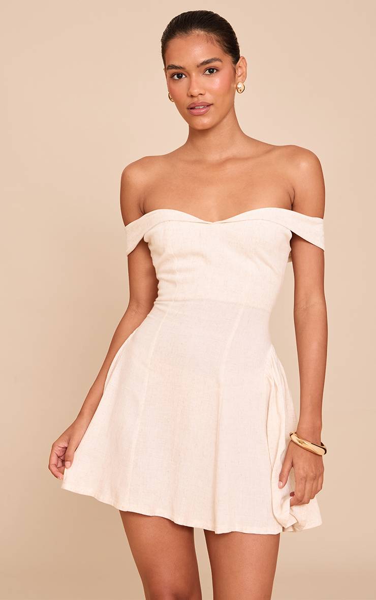 Naturel Robe Droite À Épaules Dénudées